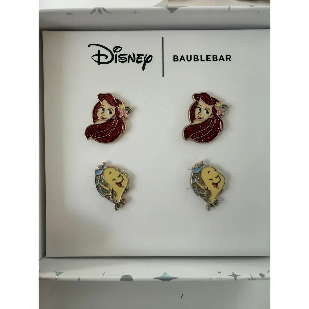 Disney Ariel BaubleBar Earrings &‎ Shell Lip Balm Set Little Mermaid Bundle